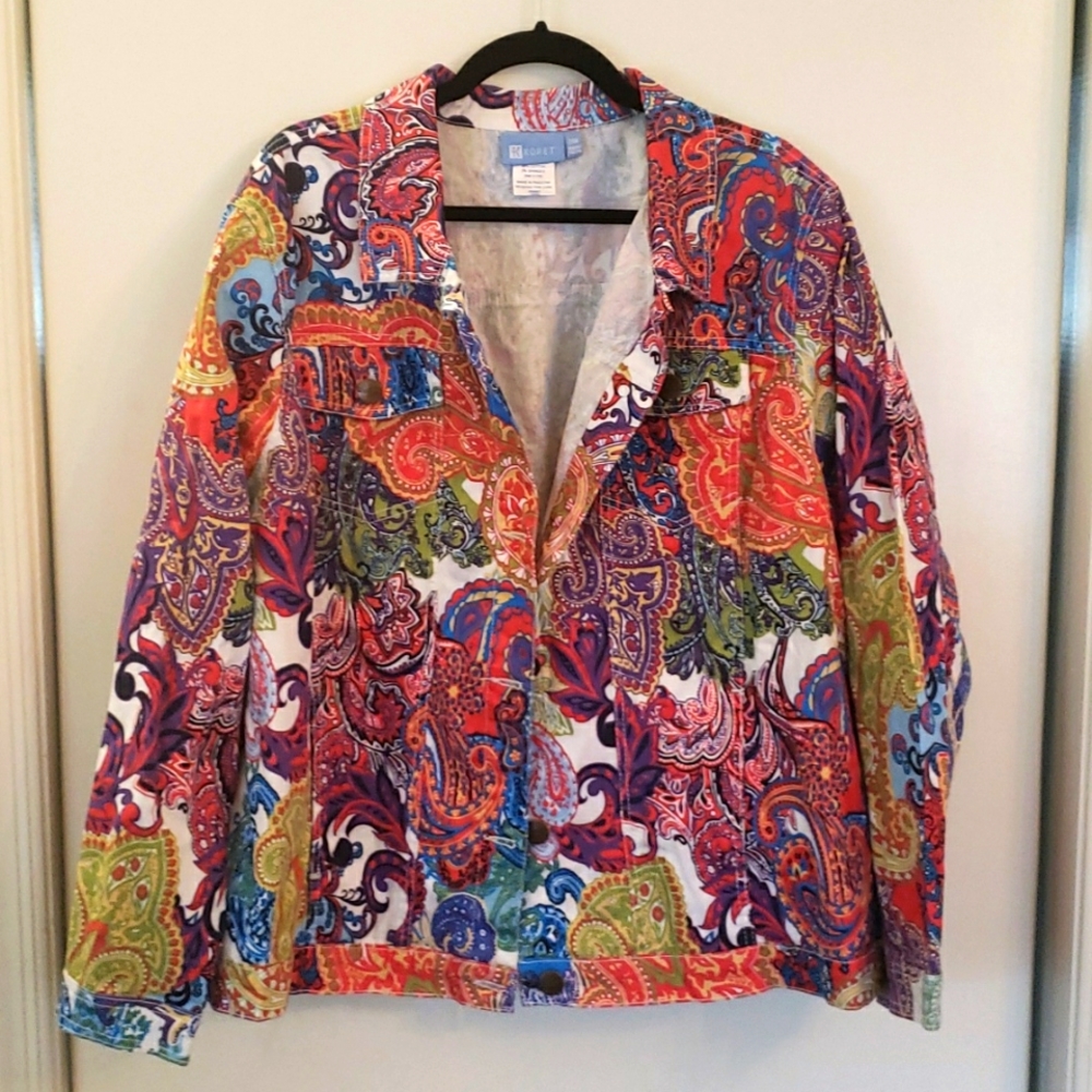 Colorful paisley denim jacket size 24